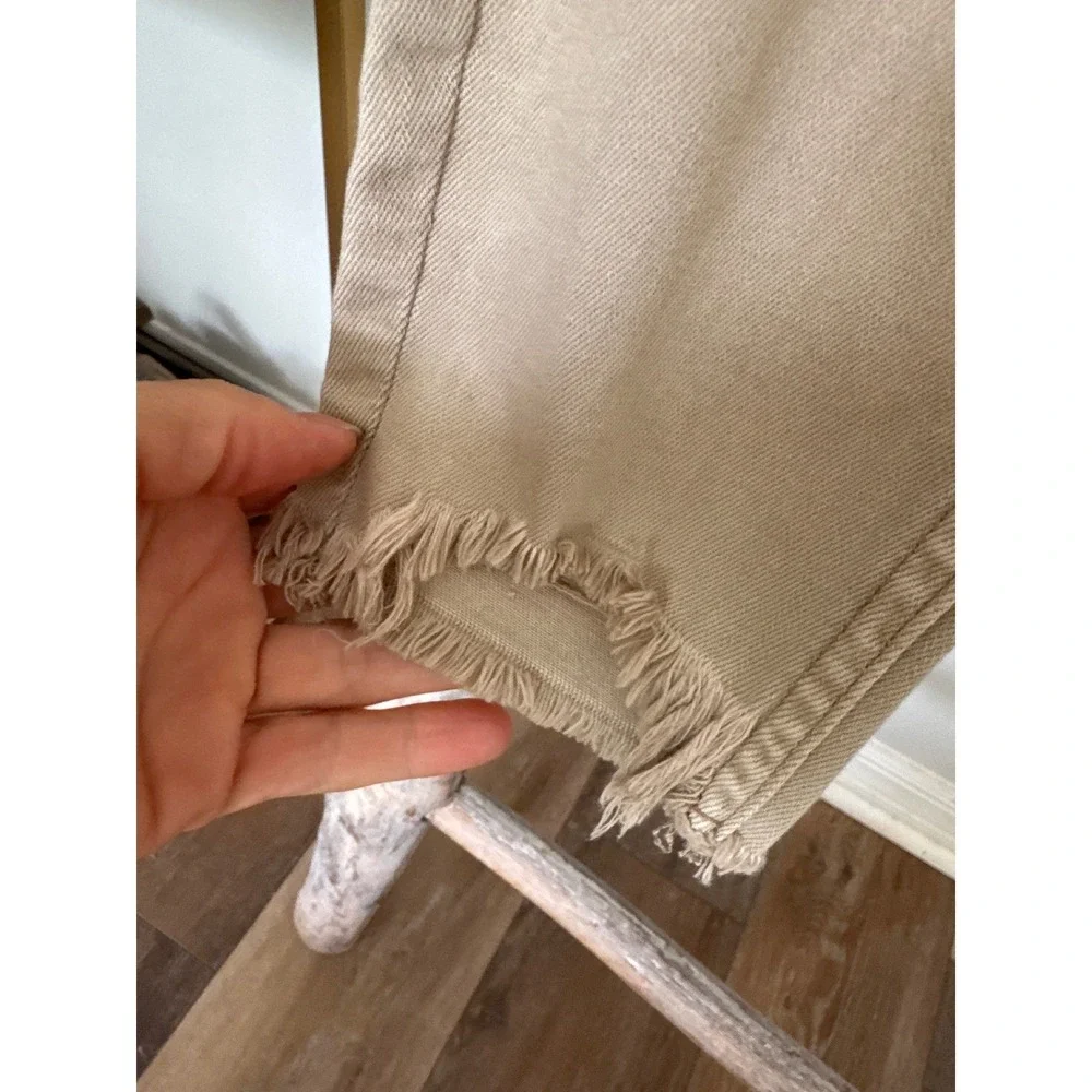 Free People Womens High Rise Busted Distressed Skinny Jeans Khaki‎ Tan size 27 - Picture 8 of 9